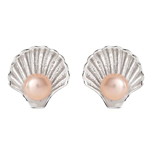 Disney Princess Offically Licensed Jewelry for Women and Girls Little Mermaid Pink Pearl Sterling Silver Seashell Stud Earrings von Disney