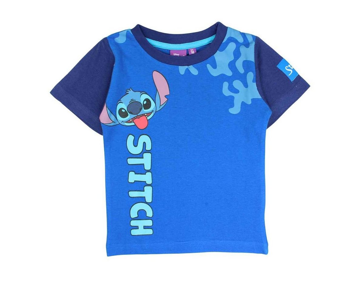Disney Print-Shirt Disney Stitch Kinder Jungen T-Shirt Kurzarm Shirt Gr. 98 bis 128, 100% Baumwolle von Disney