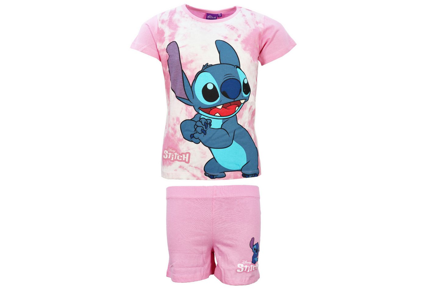 Disney Print-Shirt Disney Stitch Mädchen Kinder Sommerset Shorts plus T-Shirt Gr. 98 bis 128, reine Baumwolle von Disney