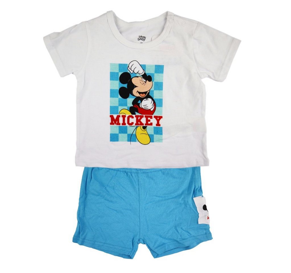 Disney Print-Shirt Mickey Maus Baby kurzarm T-Shirt und Shorts Gr. 62 bis 86, 100% Baumwolle von Disney