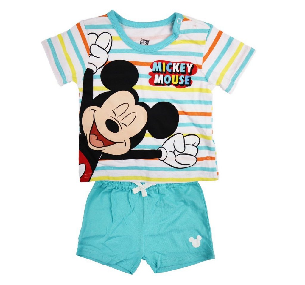 Disney Print-Shirt Mickey Maus Baby kurzarm T-Shirt und Shorts Gr. 74 bis 80, 100% Baumwolle von Disney