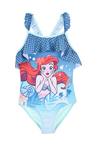 Disney Prinzessin Ariel Badeanzug für Mädchen, Einteiliger Badeanzug für Mädchen, Schwimmen Kostüm Kleine Meerjungfrau, Größe 3 Jahre, Blau von Disney