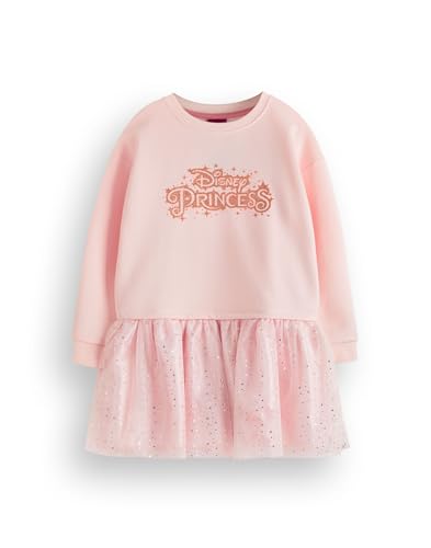 Disney Prinzessin Mädchen Pullover Kleid | Kinder Sweatshirt mit glitzerndem Tüll Rock in Pink | Roségoldener Glitzer-Grafikpullover in einem kompletten Outfit | Film Film Merchandise Bekleidung von Disney