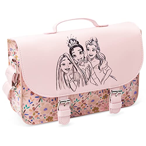 Disney Handtasche Mädchen Trend Umhängetasche Kinder Schultertasche Kindertasche Geschenke für Mädchen Teenager Prinzessinnen Glitzer Eiskönigin Frozen Anna Elsa (Rosa Blumen) von Disney