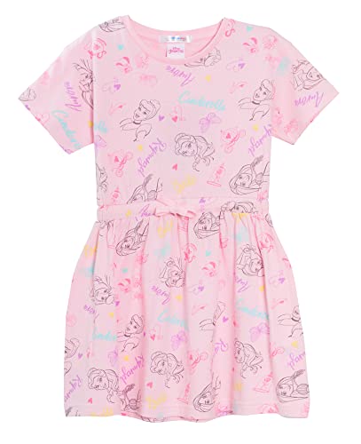 Disney Prinzessinnenkleid für Mädchen, Sommerkleid, Sommerkleid, kurzärmeliges T-Shirt, Baumwollkleid, rosa Tunika-Oberteil von Disney