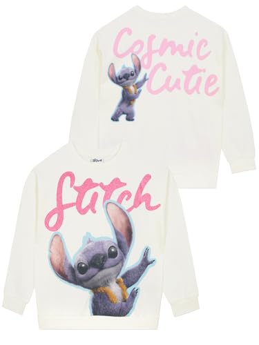 Disney Lilo Und Stitch Pullover Mädchen, Stitch Kleidung, Baumwolle Sweatshirt Kinder Mädchen, Langarm Pullover Kinder, Elfenbein 122 von Disney