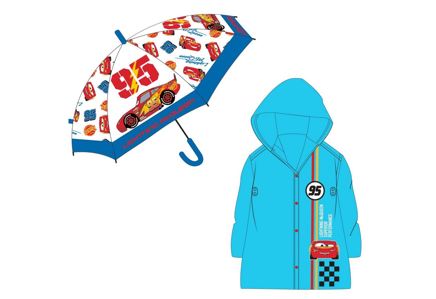 Disney Regenponcho Disney Cars Lightning McQueen Kinder Regenponcho (2-St) plus Regenschirm von Disney