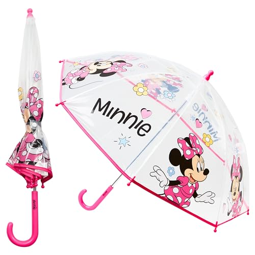 Disney Regenschirm für Kinder Mädchen Durchsichtig Lustiger Regenschirm Transparent - Stitch Sachen für Mädchen (Rosa Minnie) von Disney