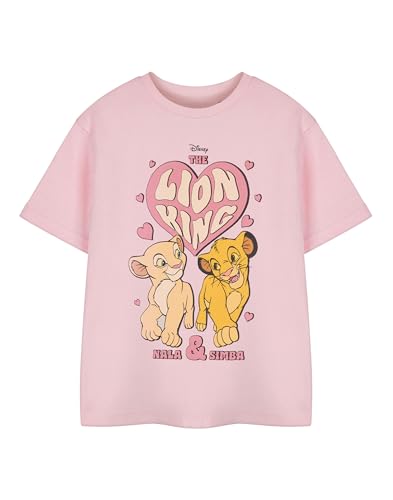 Disney Rosa Grafik-T-Shirt „König der Löwen“ für Mädchen | Klassisches Cartoon Nala & Simba T-Shirt | Kurzarm-Pull-On-Oberteil mit Rundhalsausschnitt The Lion King Bekleidung von Disney