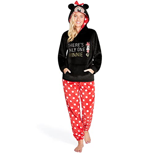 Disney Schlafanzug Damen Lang Stitch Pyjama Teenager (L, Rot Minnie) von Disney