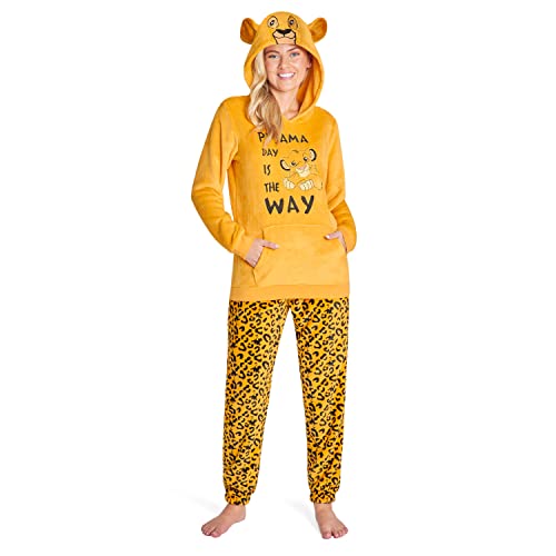 Disney Schlafanzug Damen Lang Stitch Pyjama Teenager (S, Gelb Simba) von Disney
