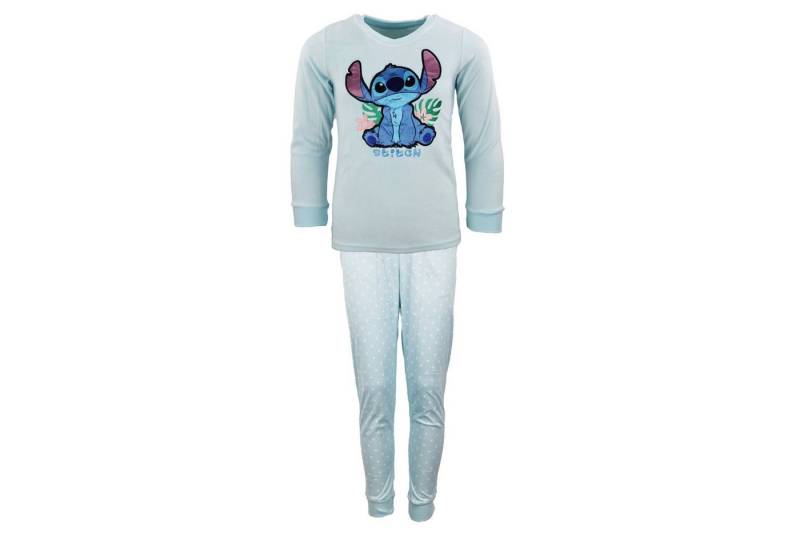 Disney Schlafanzug Disney Lilo und Stitch Kinder langarm Pyjama Gr. 104 bis 134 Velours von Disney