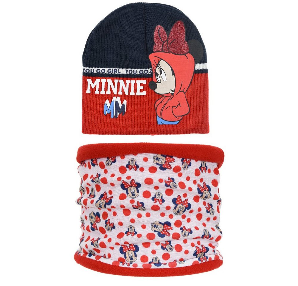 Disney Schlupfmütze Disney Minnie Maus 2teiliges Set Kinder Herbst Wintermütze plus Loop Gr. 52 bis 54 von Disney