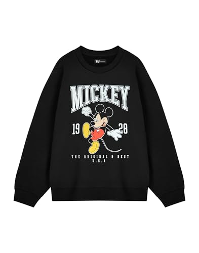 Disney Schwarzes Mickey Mouse Damen-Sweatshirt | Original 1928 Grafik-Langarmshirt mit Rundhalsausschnitt | Lässige Cartoon-Bekleidung | Alltagskleidung | Ikonisches Design im USA-Thema von Disney