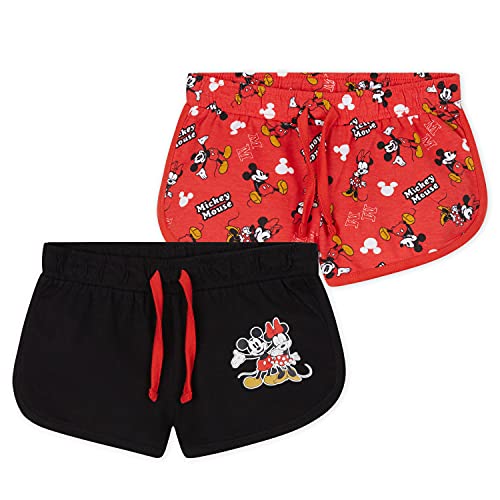 Disney Shorts Mädchen, Kurze Hosen Mädchen 2er Pack, Mickey Mouse und Minnie Mouse (18-24 Monate, Rot/Schwarz) von Disney