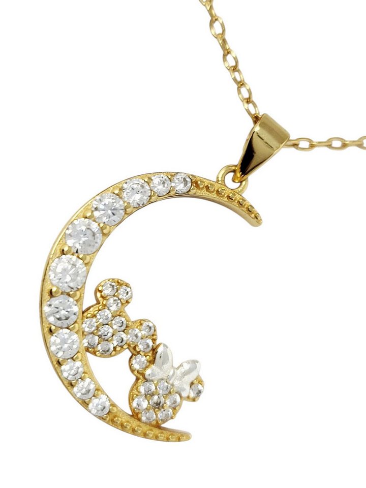 Disney Silberkette Disney Kinder Kette Mond Micky und Minnie Mouse ©DISNEY vergoldet aus von Disney