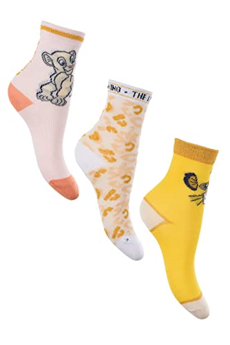 Disney Socken Der König der Löwen – 3 Paar Kindersocken – Socken für Kinder – König der Löwen – 3 Größen, Rosa; Beige; Goldbraun, 23-26 von Disney