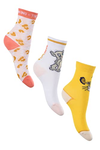 Disney Socken Der König der Löwen – 3 Paar Kindersocken – Socken für Kinder – König der Löwen – 3 Größen, Weiß; Rosa; goldbraun, 23-26 von Disney