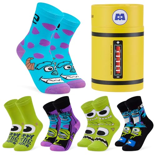 Disney Socken Jungen 5er Pack - Monster Inc Socken Kinder Größe 30-39 für Jungen und Teenager 7-14 Jahren Geschenke (Mehrfarbig, 11-14 Jahre) von Disney