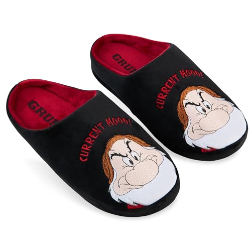 Disney Star Wars Hausschuhe Herren, Grumpy & Baby Yoda Slipper Herren, Jungen & Teenager - Star Wars Geschenke für Männer (41 EU, Schwarz/Rot Grumpy) von Disney