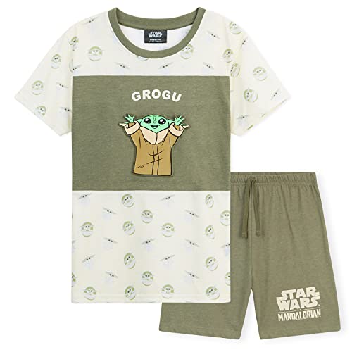 Disney Star Wars Mandalorian Pyjama Kinder | Pyjama-Set für Jungen und Mädchen von 4-14 Jahren | Zweiteiliger Sommer Nachtwäsche für Kinder | Schlafkleidung in Größe 98-164 (Khaki AOP, 11-12 Jahre) von Disney