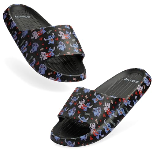 Disney Stitch Badelatschen Kinder, Sandalen für Mädchen, Schlappen für Strand, Schwimmbad - Geschenke für Mädchen (Schwarz, 34-35 EU) von Disney