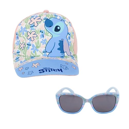 Disney Stitch Baseball Cap und Sonnenbrille für Mädchen, Tropisches Stitch Design, UV-Schutz-Sonnenbrille, Sommerhut für Mädchen | Blau von Disney