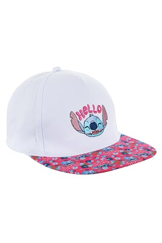 Disney Stitch Baseballkappe für Mädchen, Hut Tropisches Design 'Hello' Stitch Kinder Sommermütze, Geschenk für Mädchen | Weiß von Disney