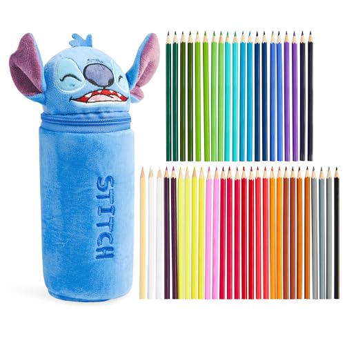 Disney Stitch Federmäppchen Kinder - Baby Yoda Federmappe Kinder zum Zeichnen und Aufbewahrung Geschenke (Blau Stitch) von Disney