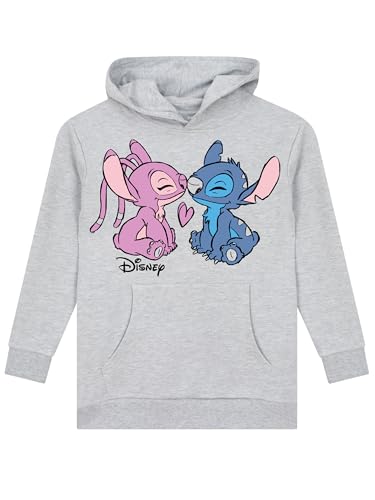 Disney Stitch Hoodie | Lilo Und Stitch Pullover Mädchen | Kapuzenpullover Für Mädchen | Hoodie Kinder Angel | Grau 116 von Disney