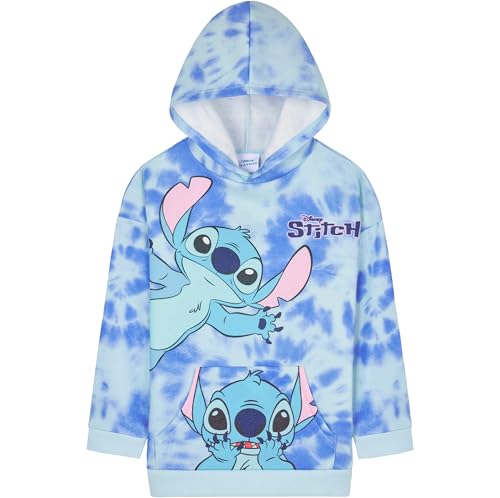 Disney Stitch Hoodie Mädchen Kuscheliger Pullover Kinder Teenager Jumper Sport Freizeitbekleidung Geschenk für Mädchen (9-10 Jahre, Blau Tie Dye) von Disney