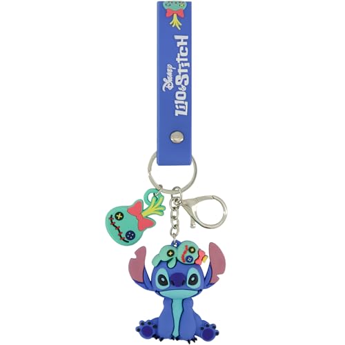 Disney Stitch Keychain, Scrump Charm Wristlet with Key Ring, Blue, Scrump Stitch, Standard, Scrump Stitch, One size von Disney