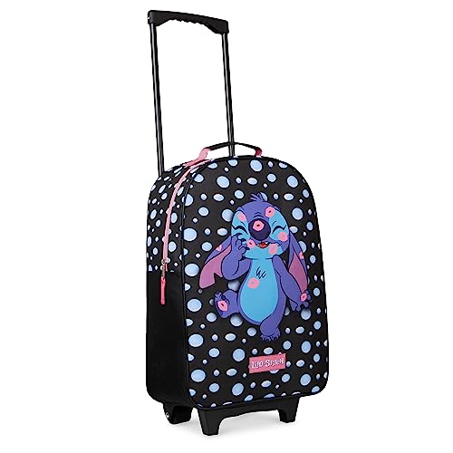 Disney Stitch Kinderkoffer Mädchen Jungen - Trolley Handgepäck Reisekoffer Kinder mit Rollen Kabine Tasche für Urlaub Offizielle Stitch Fanartikel - 47x30x17cm (Schwarz Stitch) von Disney