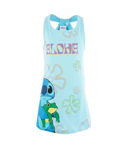 Disney Stitch Kleid für Mädchen, Ärmelloses Kleid für Mädchen, Design 'Aloha' Stitch Kleid, Geschenk für Mädchen, Größe 10 Jahre | Blau von Disney