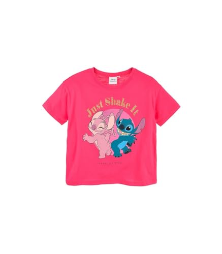Disney Stitch Mädchen-T-Shirt, Motiv 'Just Shake It' Kurzärmeliges T-Shirt für Mädchen, Geschenk für Mädchen und Teenager, Größe 8 Jahre | Fuchsia von Disney