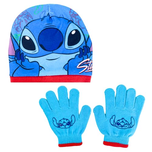 Disney Stitch Mütze und Handschuhe für Mädchen, Winter-Set für Kinder, Winter-Accessoires Stitch Design von Disney