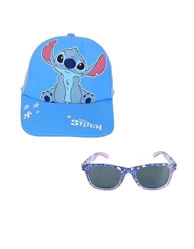 Disney Stitch Mütze und Sonnenbrille für Mädchen, klassisches Stitch-Design, Sonnenbrille, UV-Schutz, Sommerkappe für Kinder, dunkelviolett, 53 von Disney