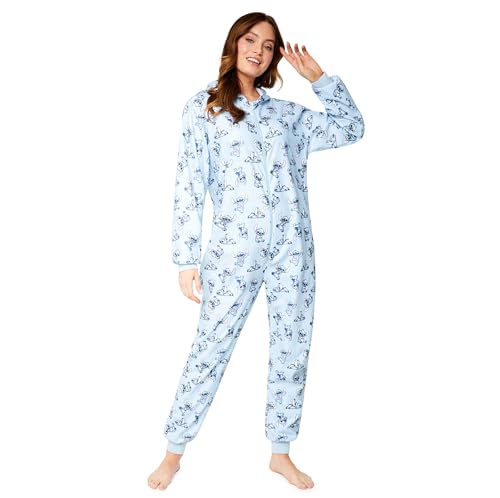 Disney Stitch Onesie Damen Kuschelig, Stitch Pyjama Onesie Erwachsene mit Kapuze S bis XL - Lilo und Stitch Geschenke (Blau Stitch, L) von Disney