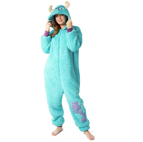 Disney Stitch Onesie Damen & Teenager, Lilo und Stitch Fleece Einteiler Damen mit Kapuze & Ohren Geschenke Erwachsene (Blau Sully, S) von Disney