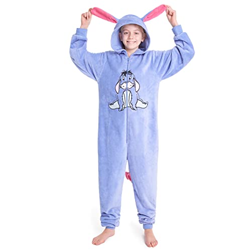 Disney Stitch Onesie Mädchen, Kuschelige Warm Einteiler Schlafanzug Kinder, Baby Yoda Geschenke für Mädchen Weihnachten (Blau Eeyore, 11-12 Jahre) von Disney