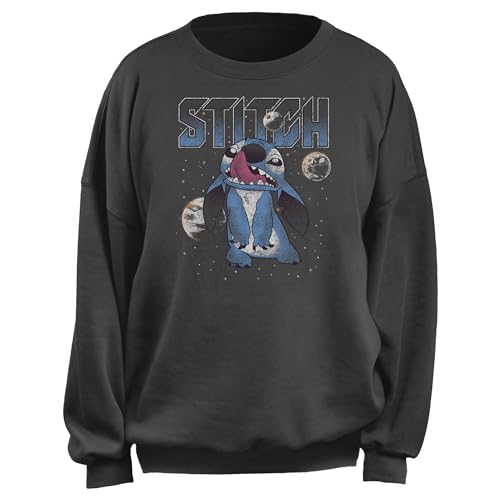 Disney Stitch Planets Oversized Fleece für Damen, Junior, Anthrazit, Größe XS, Dunkelgrau, XS von Disney