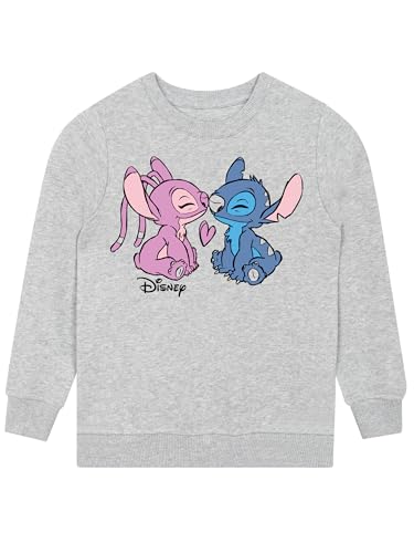 Disney Stitch Pullover Mädchen | Stitch Und Angel Sweatshirt Kinder | Pullover Für Mädchen | Grau 128 von Disney