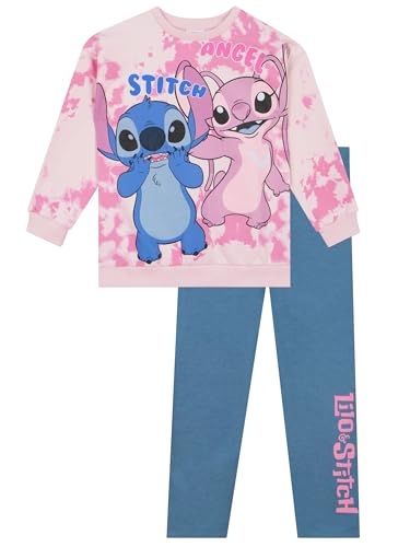 Disney Stitch Pullover | Stitch Und Angel Sweatshirt Mädchen Und Leggings | Angel Kleidung Mädchen | Zweiteiler Outfit Set Rosa 140 von Disney