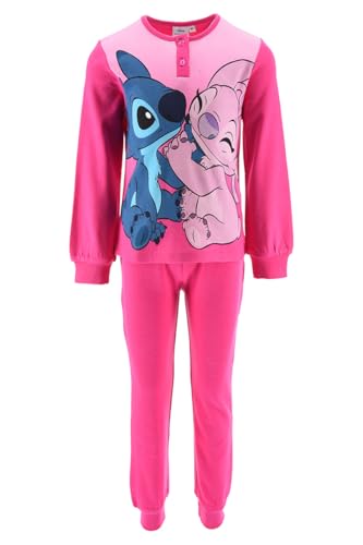 Disney Stitch Pyjama für Mädchen, T-Shirt und Lange Hose, 2-Teiliges Set für Mädchen, Engel und Stitch Design, Rosa Pyjama aus Weicher Baumwolle, Pyjama Geschenk für Mädchen | 4 Jahre - Rosa von Disney