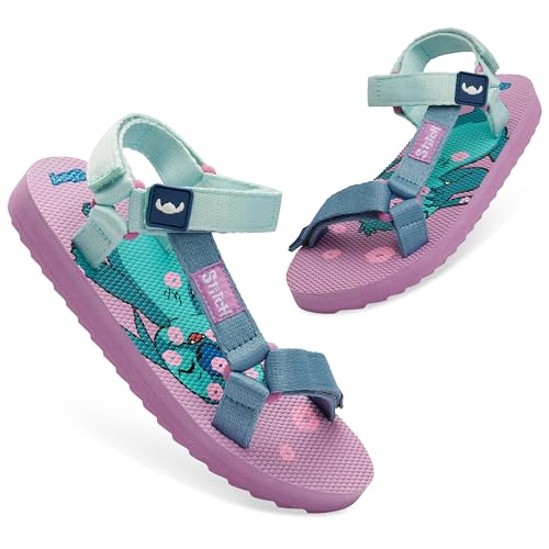Disney Stitch Sandalen Mädchen, Kinder Sandalen mit Verstellbaren Riemen - Geschenke für Mädchen (Lila/Blau, 33 EU) von Disney