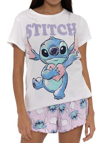 Disney Stitch Schlafanzug | Lilo Und Stitch Pyjama | Damen Schlafanzüge Stitch | Weiß XXL von Disney