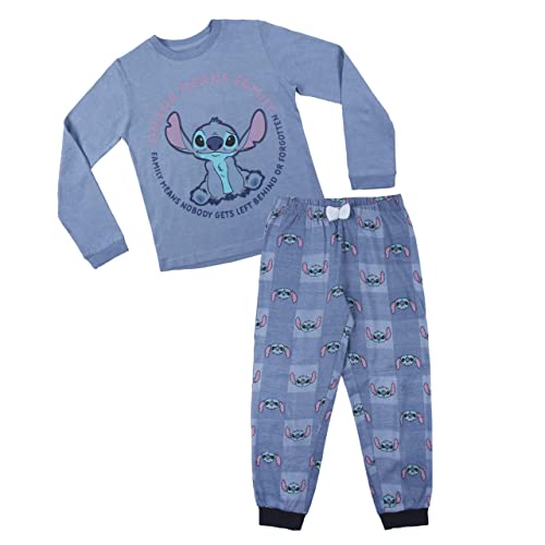 Disney Stitch Schlafanzug für Damen, T-Shirt und Lange Hose, 2-Teilig für Damen, Weiche Baumwolle, Stitch Pyjama für Damen und Jugendliche (S) von Disney