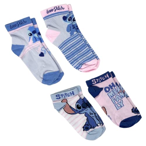 Disney Stitch Socken für Mädchen, Kurze und Klassische Socken mit Stitch Design, Geschenk für Mädchen und Jugendliche, Größe EU 23/26 von Disney