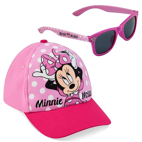 Disney Stitch Sonnenbrille Set mit Baseball Cap Mädchen Verstellbar Sonnenschutz Kappe UV400 Sonnen Brille Geschenke für Kinder (Rosa Minnie) von Disney
