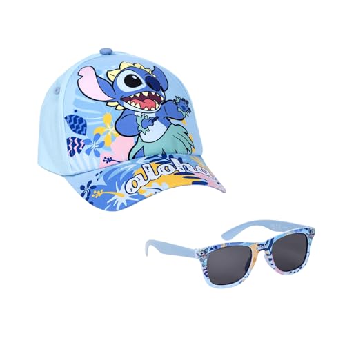 Disney Stitch Sonnenbrille und Hut für Mädchen, Sonnenbrille im Stitch Design UV-Schutz, Kinder-Sommermütze für Kinder von Disney